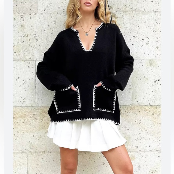 FROM PARIS FRANCE  🇫🇷 BOHO LOOSE FIT  SWEATER - Picture 1 of 3